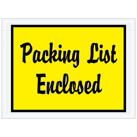 Bsc Preferred 4-1/2 x 6'' Yellow Full-Face Script ''Packing List Enclosed'' Envelopes, 1000PK PL486